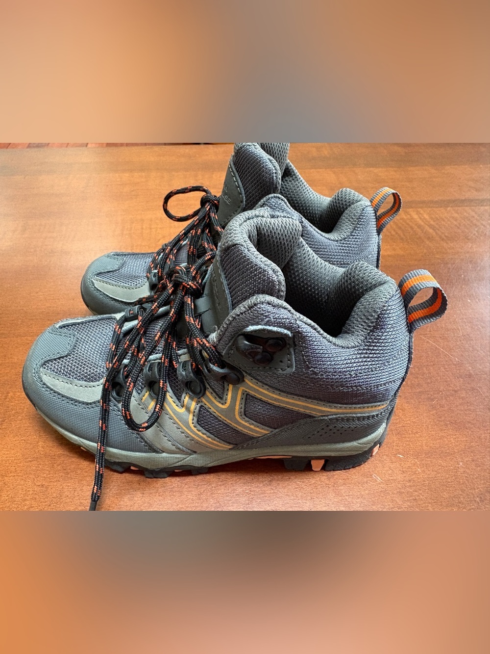 Mountain Warehouse Kids Gray Hiking Boots with Orange Accents